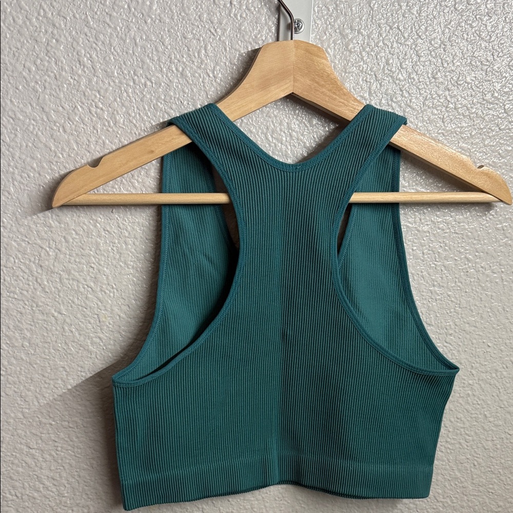 Zenana Outfitters Teal Ribbed V-Neck Tank Top - Picture 2 of 4